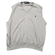 Polo Ralph Lauren Sweater Vest Mens 2XL Gray Pima Cotton V Neck Knit Pony Logo