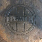 Griswold Cast Iron Nickel Plated #10 Skillet with Pour Spouts.   716B.
