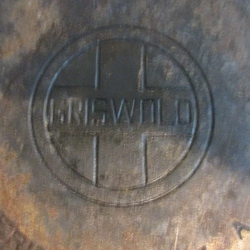 Griswold Cast Iron Nickel Plated #10 Skillet with Pour Spouts.   716B.