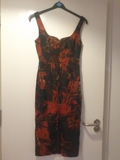 Pretty Little Thing Midi Dress Size 10 Red Floral Print Sleeveless