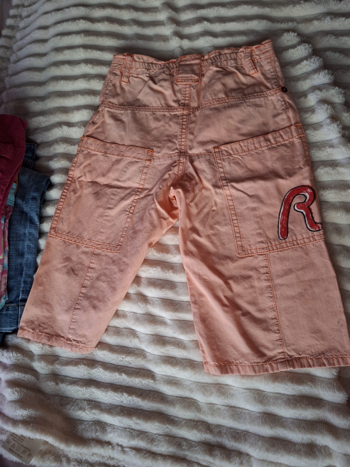 Replay & Sons Unisex Kids Orange Cotton Denim Cargo Shorts 6-7 Years Pockets image 2