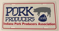 Pork Producers Booster License Plate Indiana Association Hogs Swine Farm Farmer