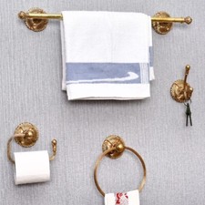 Set of 4 Bronze Bathroom Accessories Tissue Organizer Towel Hooks Ring Towel Bar