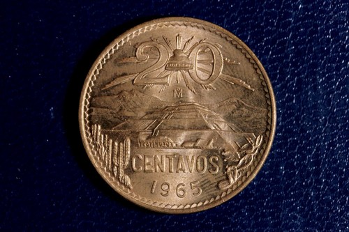 1965 Mexico 20 Centavos Brass Coin #M19473