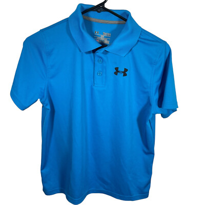 Under Armour Polo Shirt Youth Large Blue Golf Match Play - Main Image