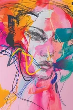 WOMAN PORTRAIT ABSTRACT STRETCHED CANVAS WALL ART READY TO HANG CP231