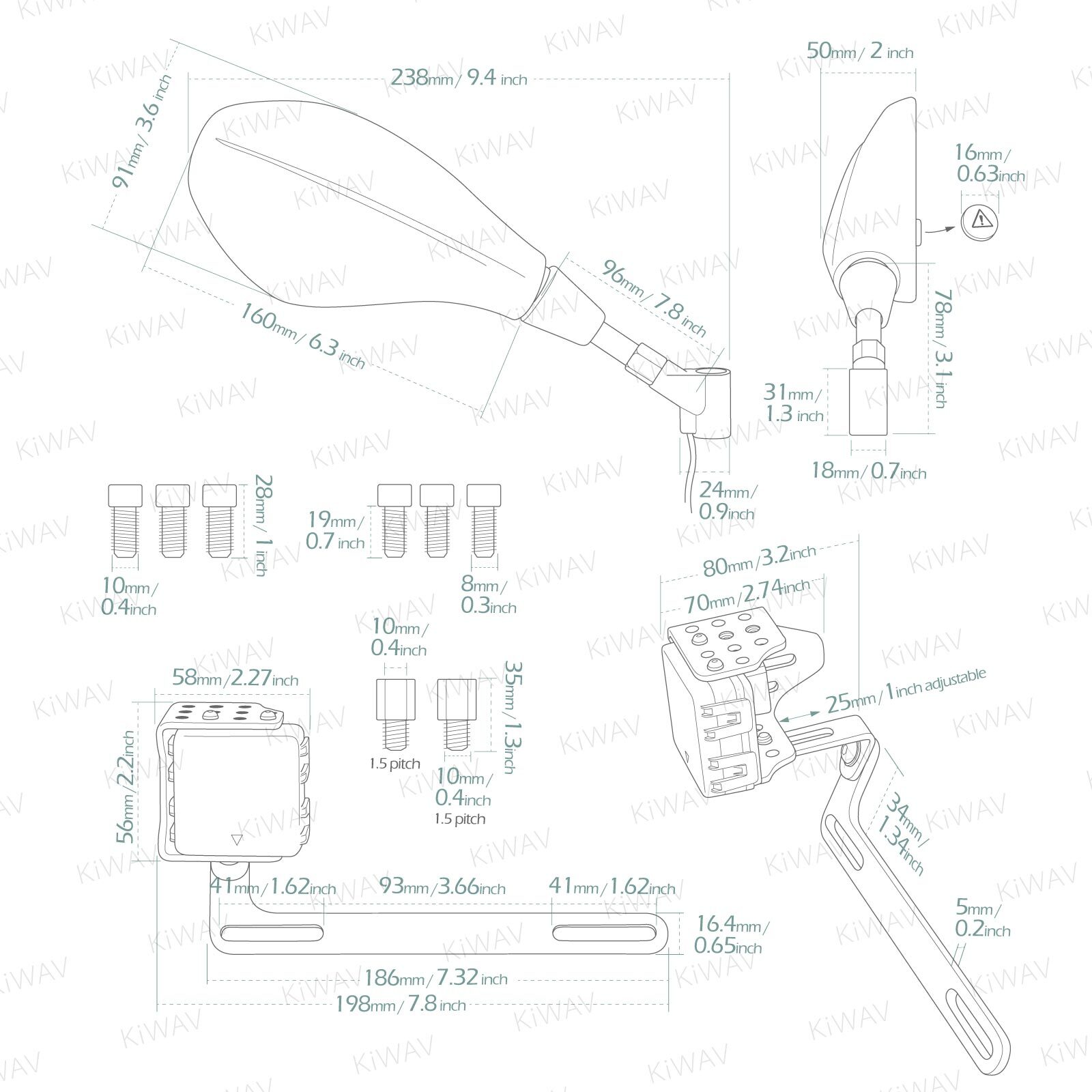 KiWAV 79Ghz millimeter wave radar BSD blind spot detection for BMW bike M10 1.5p