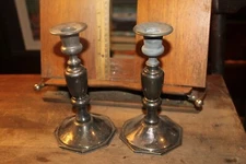 Vintage Pair Taunton Silversmiths Candlesticks Pair EP Silver Plate Lenox