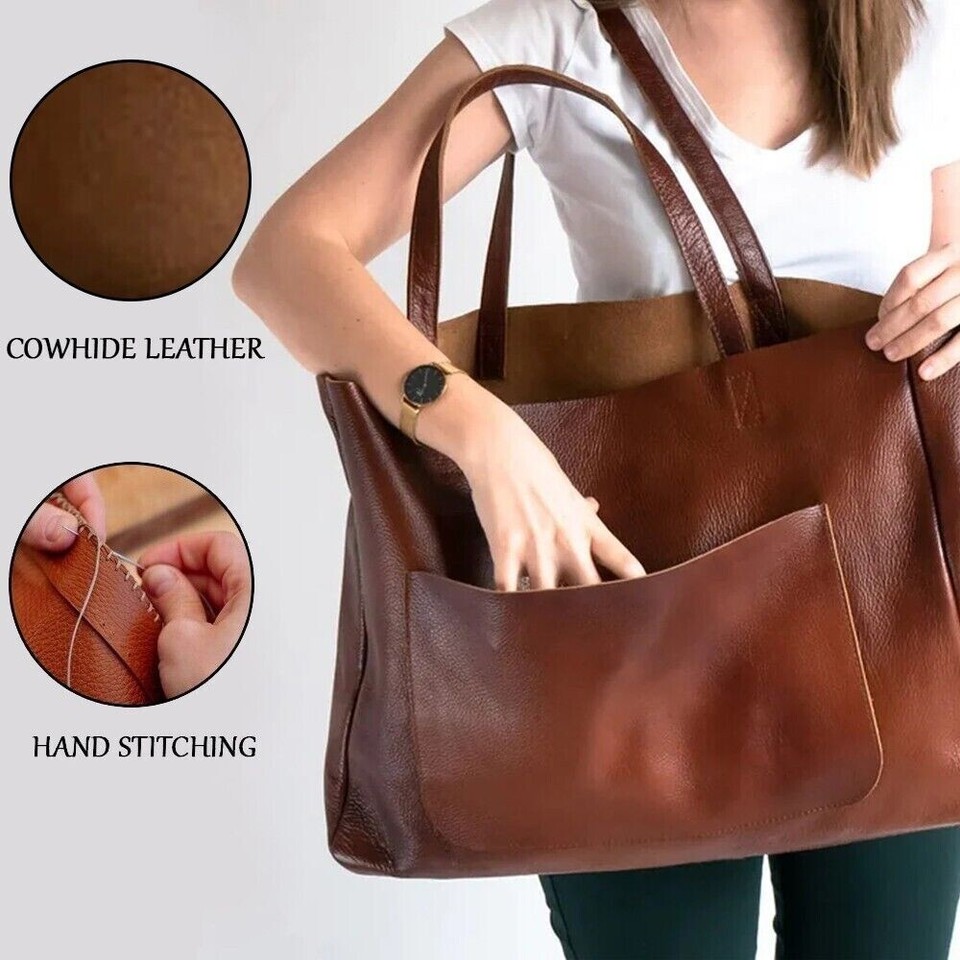Matte Leather Underarm Tote – Large Capacity Frosted Cowhide Shoulder Bag