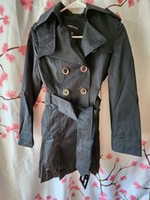 New Without Tags Women's London Fog Black Trench Coat Jacket Size Petite Xs