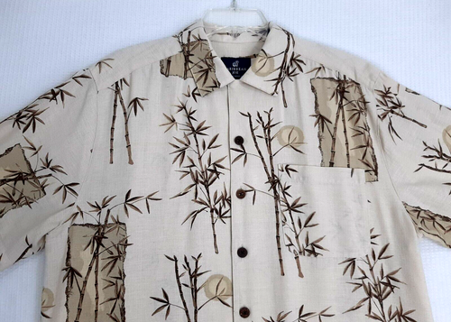 Caribbean Joe Men's Sz M Shirt 100% Silk Short Sleeve Bamboo Tropical Button Up - Picture 2 of 10