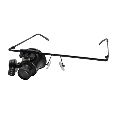 20 fache Vergrößerung Lupenbrille Brille mit LED Licht Lupe Brille (schwarz)