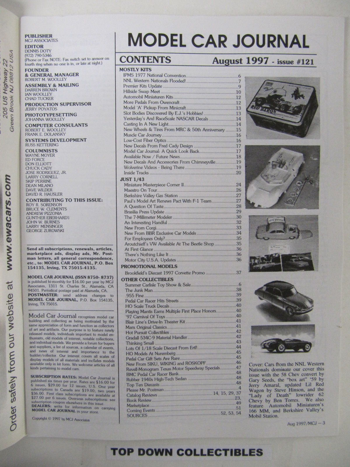 Model Car Journal Magazine Aug.1997 Hillside Swap Meet,Fall Chicago On