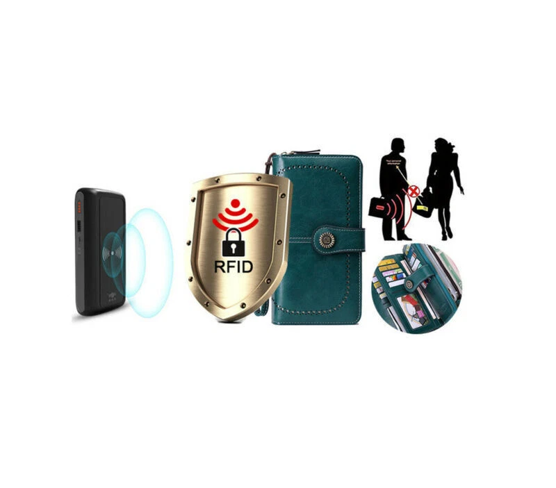 Geldbörse Damen Gross mit RFID Schutz Lang Clutch Geldbeutel Damen mit Handyfach - Bild 2 von 4