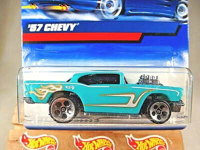 2000 Hot Wheels Mainline/Collector #105 '57 CHEVY Aqua FlameTampo