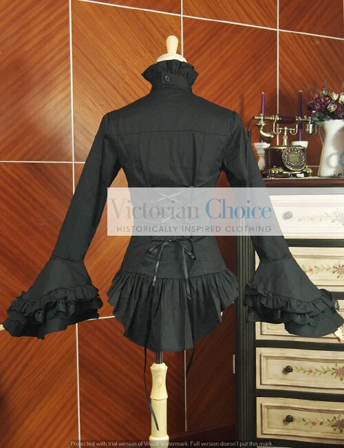 Blusa Camisa Jabot Negra Victoriana Punk Gótica Mujer Bruja Vintage Algodón B018 Foto 4 de 4