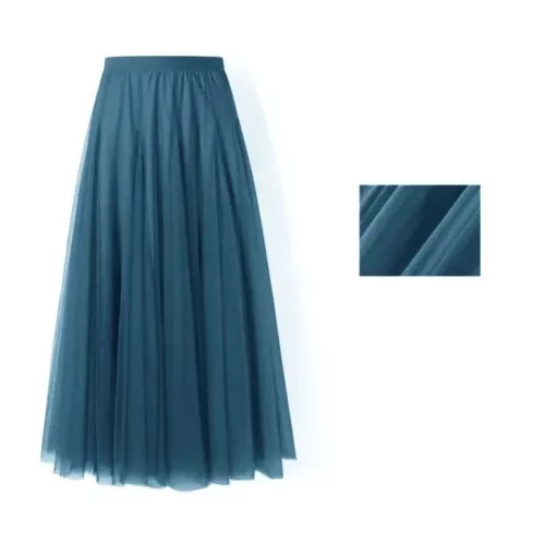 Damen Plissee Midi Rock Elastisch Hohe Taille Damen Netz Rock A-Linie Röcke - Bild 28 von 53