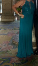 NW Nightway Women s Green Formal High Neck Maxi Dress Gown Size 10