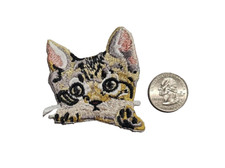 Curious Peeking Brown Cat Kitten Iron On Patch For Pockets 2.5 Inch Free Ship
