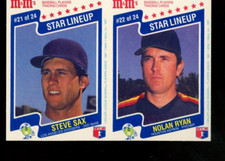 1987 M&M's Star Lineup 2-Card Panel  Steve Sax/ Nolan Ryan