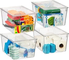 X-Large Plastic Storage Bins With Lids - Perfect for Kitchen, Pantry, Fridge