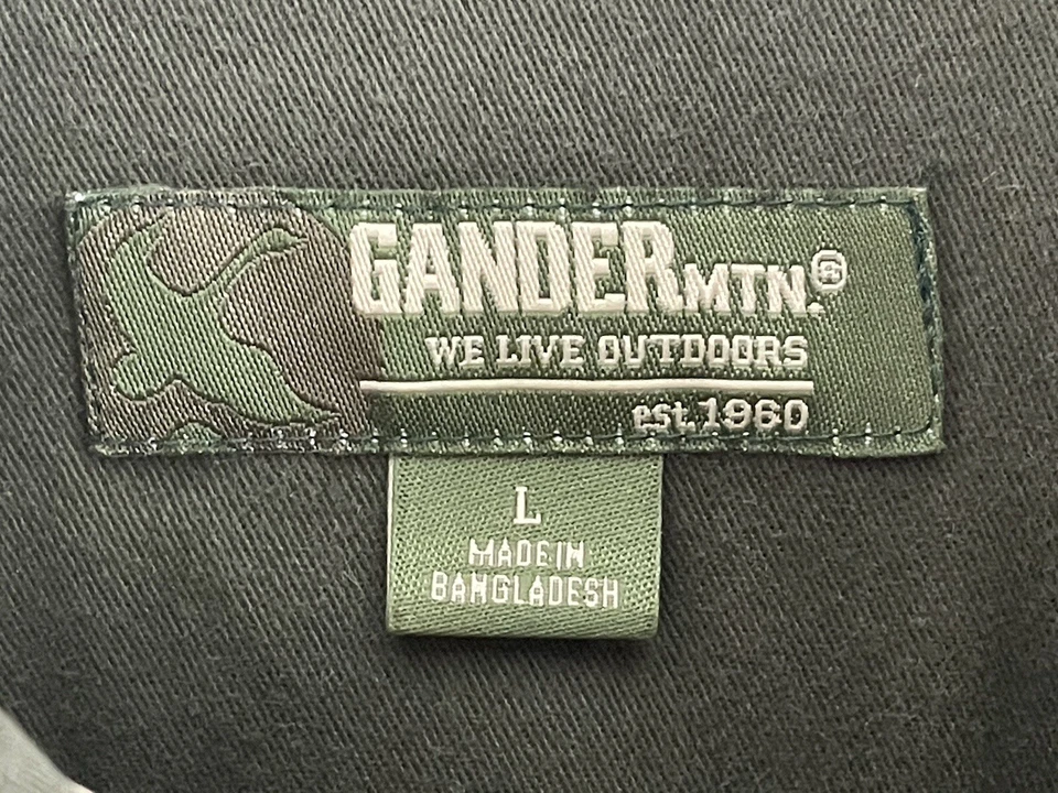 Camisa Manga Larga GANDER Mnt Verde Bronceado Tiro Caza Talla L 100% Algodón Lona Foto 4 de 4