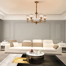 Modern 6 Light Crystal Elegant Pendant Fixture Ceiling Lighting Chandelier