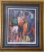 SLAM DUNK Print William Tolliver Glass Framed/Matted Serigraph /Signed 46” x38”