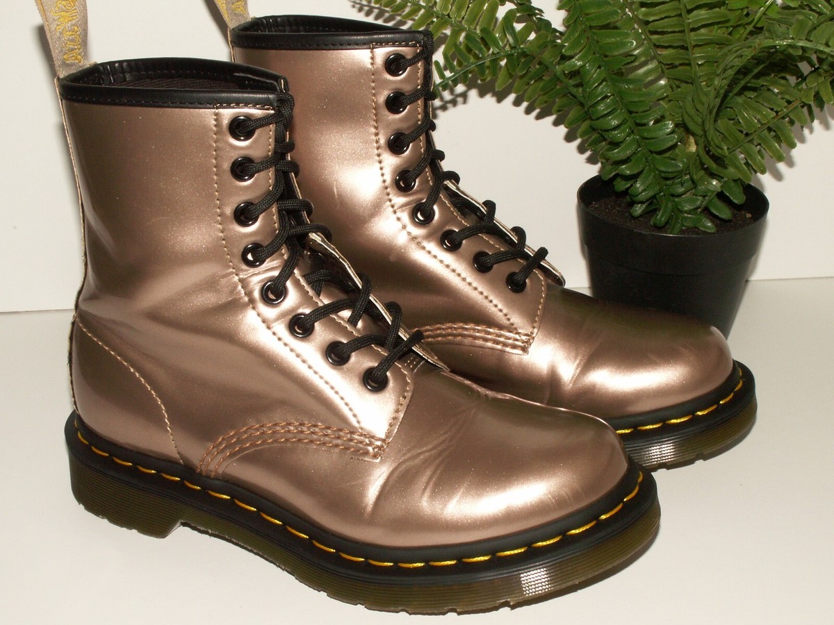 Martens 1460 VEGAN CHROME rose gold boots 8-eye UK EU 37 US