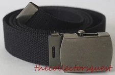 NEW GUNMETAL BUCKLE ADJUSTABLE BLACK CANVAS MILITARY GOLF WEB BELT VINTAGE