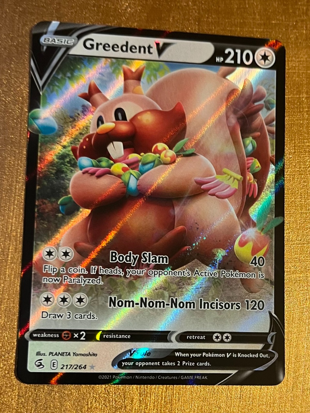 Greedent V 217/264 Ultra Rare Holo Fusion Strike Pokemon TCG NM/M