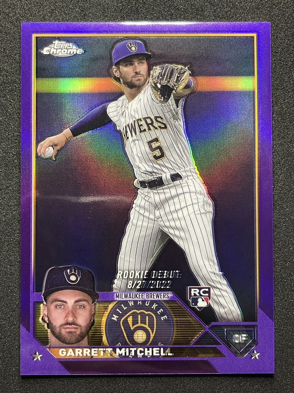 2023 Topps Chrome Update Garrett Mitchell Purple Refractor /250 RC USC56