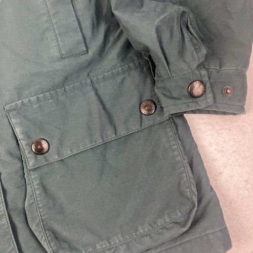 Vintage Eddie Bauer Men Jacket Green Chore Coat Barn Size M Corduroy Collar - Picture 3 of 14