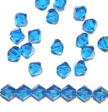 SCB519 Capri Blue 6mm Xilion Faceted Bicone Swarovski Crystal Beads 24pc
