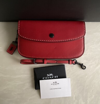 COACH 1941 RED GLOVETANNED LEATHER SNAP CLUTCH BAG 58818 | eBay