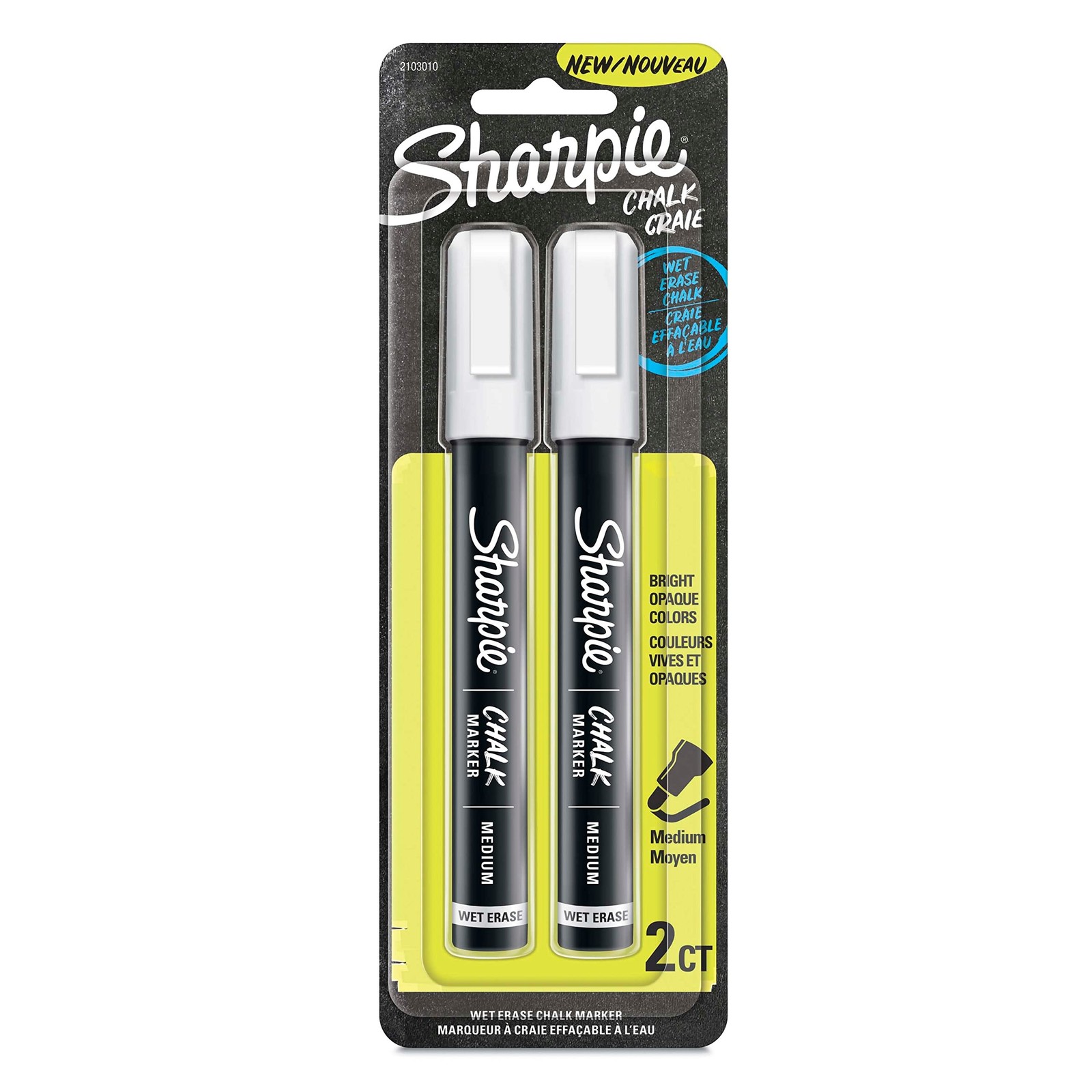 Sharpie Chalk Marker, Wet Erase Markers, White, 2 1 Count (P