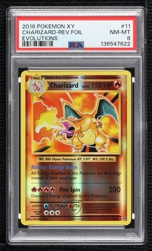 Charizard Reverse Foil Pokémon XY Evolutions 20th Anniversary PSA 8