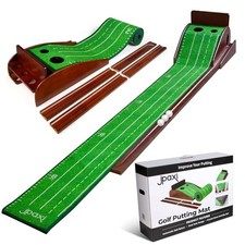Golf Putting Mat with Ball Return - Putting Green Indoor Featuring 9ft Non-Sl...