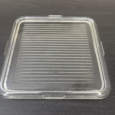   Vtg FEDERAL GLASS Large Refrigerator Dish LID ONLY 8 3/8'' Square Ribbed