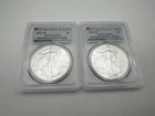 Lot of 2  2023-W Burnished $1 American Silver Eagle PCGS SP70 FS Flag Label -B21