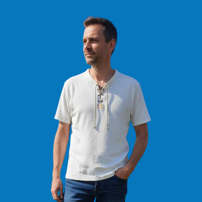 Herren Shirt  Baumwolle Weiß Schnürung XXL NEU