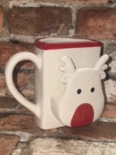 Holiday Time Rudolph Reindeer Cookie Holder Mug 14 Oz Christmas Hot Chocolate