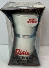Dispenser tazza bagno vintage anni 70 Dixie con 50 tazze da 3 once montaggio a parete USA nuovo!