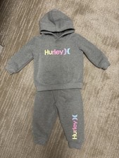 Hurley Gray Hoodie  Pants Set Unisex Baby Toddler Long Sleeve Hooded Logo