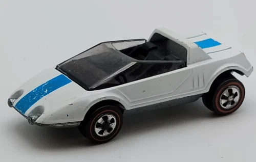 VTG 1969 Hot Wheels Redline Jack Rabbit Special White w/ Blue Stripe USA Base