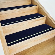 4pcs Stair Treads Non-Slip 8"x30" Stair Tread Glow in Dark Stripe Blue
