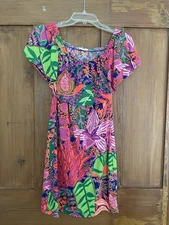 Trina Turk Multicolor Floral Ruffle Neck Off Shoulder Dress Size XS