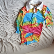 Multicolour Tie-Dye Long Sleeve Stretch Catsuit Costume Size S Polyester