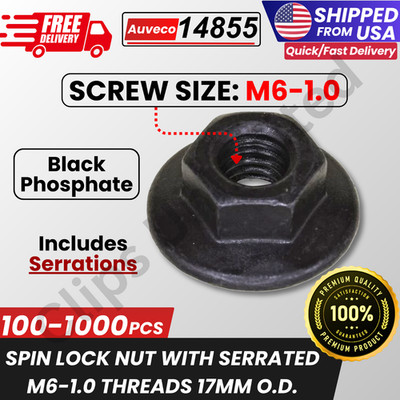 Spin Lock Nut with Serrations M6-1.0 Thread 17mm OD Black Phosphate 14855, Bulk