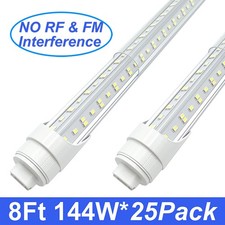 8 Foot Led Tube Light T8 Rotatable 25Pack 8 FT Led Bulbs R17D HO Base 144W 6500K